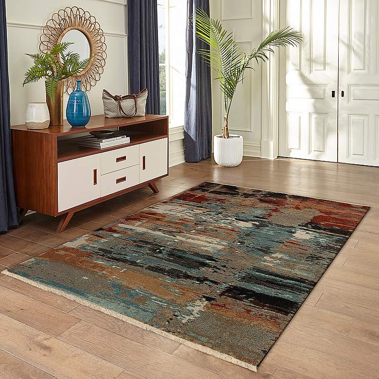 Image 1 Ashford 813444 5&#39;3 inchx7&#39;6 inch Multi-Color Abstract Area Rug