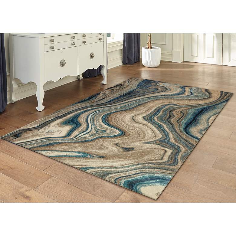 Image 1 Ashford Agate 813303 5&#39;3 inchx7&#39;6 inch Blue Rectangular Area Rug