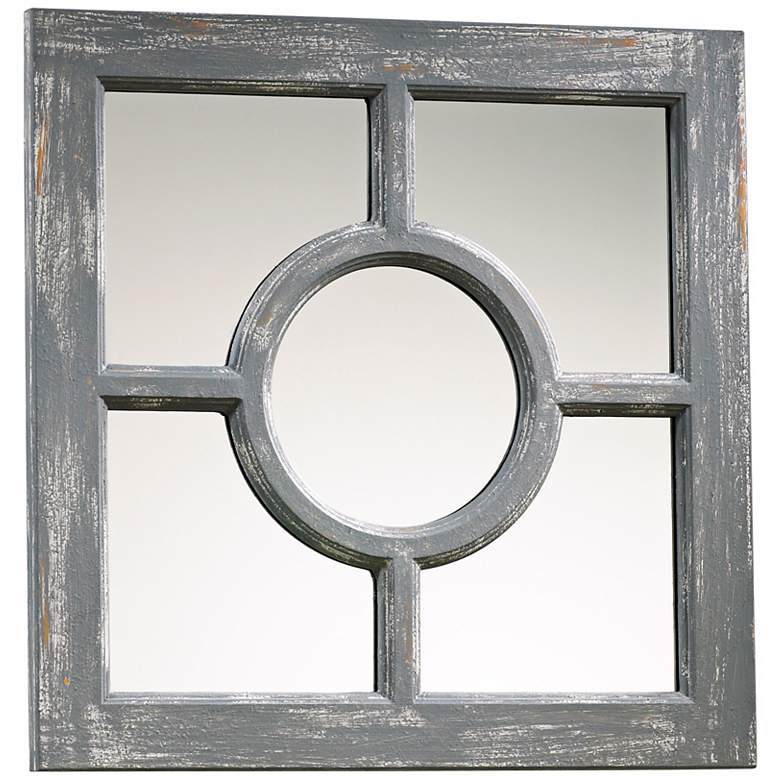 Image 1 Ashford Distressed Gray Wood 16 3/4 inch Square Wall Mirror