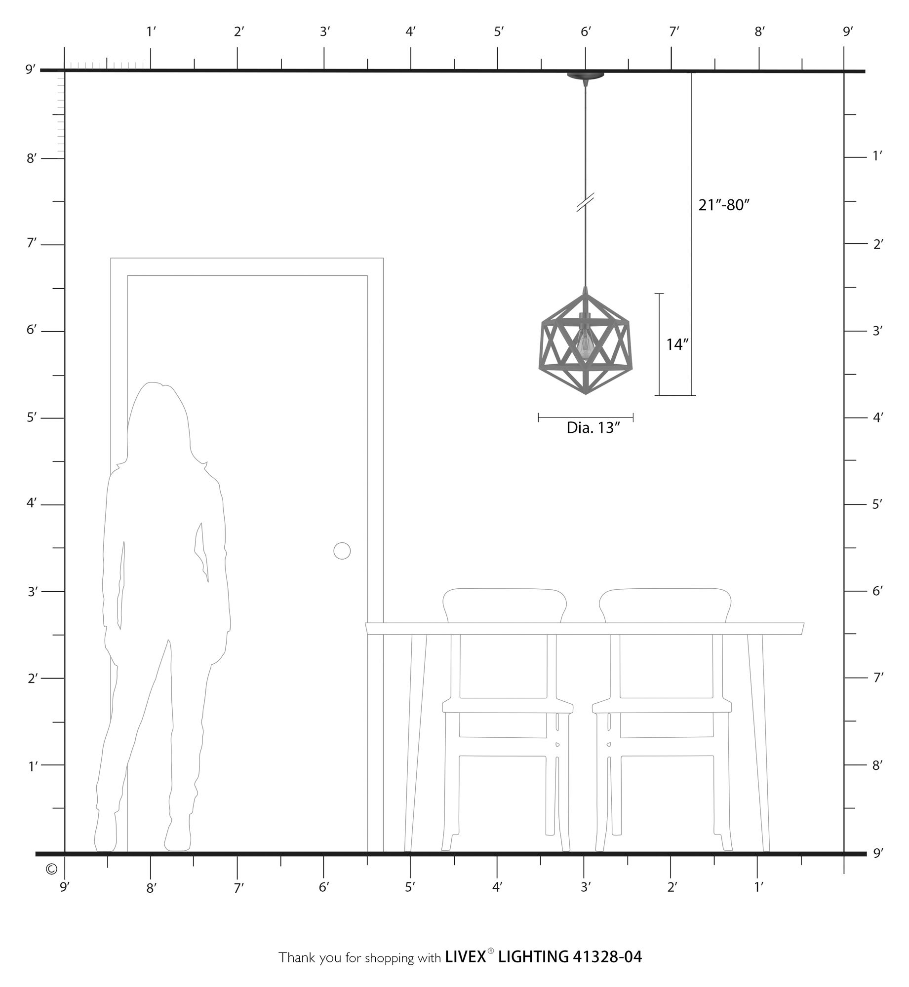 Ashland 1 Light Black with Brushed Nickel Accents Pendant