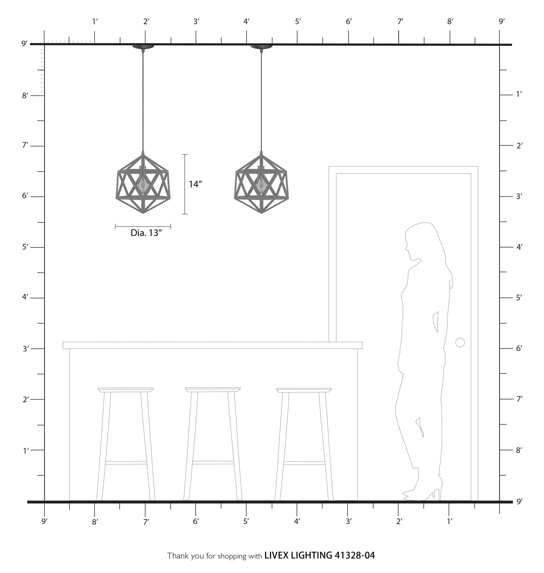 Ashland 1 Light Black with Brushed Nickel Accents Pendant