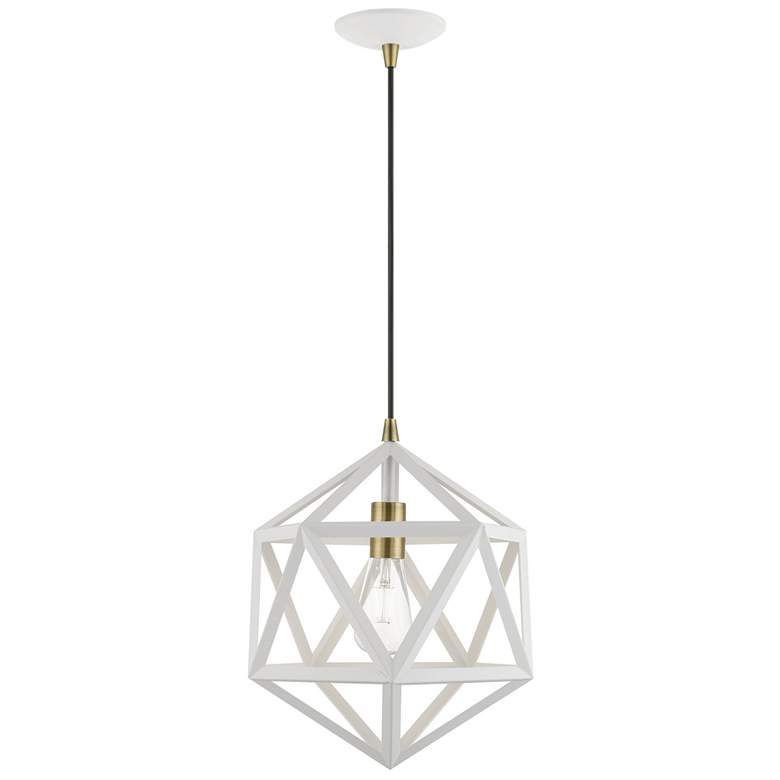 Image 1 Ashland 1 Light Textured White with Antique Brass Accents Pendant
