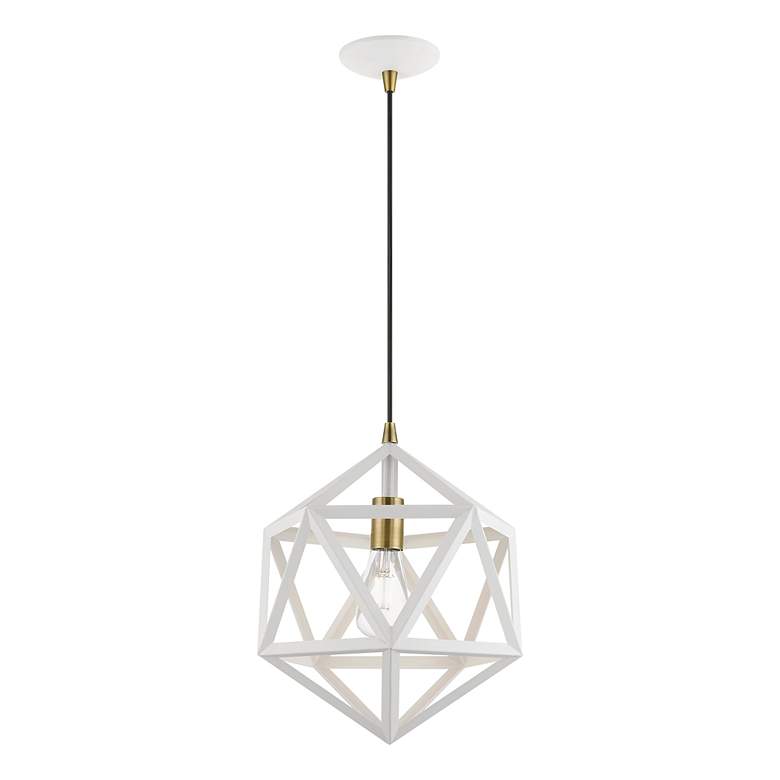 Image 3 Ashland 1 Light Textured White with Antique Brass Accents Pendant more views