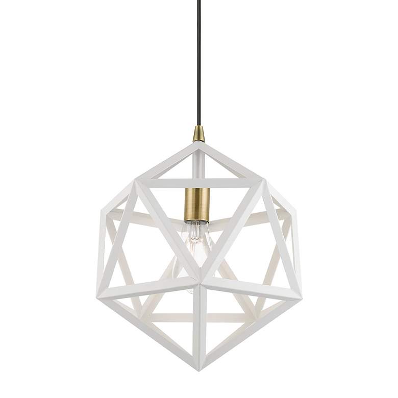 Image 4 Ashland 1 Light Textured White with Antique Brass Accents Pendant more views