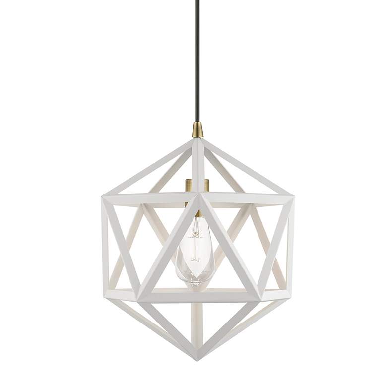 Image 5 Ashland 1 Light Textured White with Antique Brass Accents Pendant more views