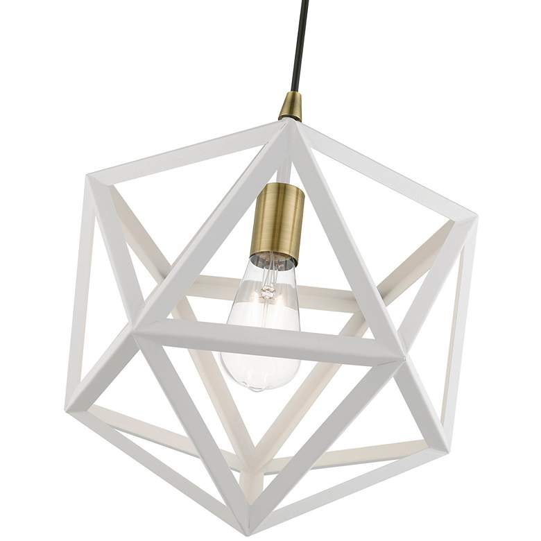 Image 6 Ashland 1 Light Textured White with Antique Brass Accents Pendant more views