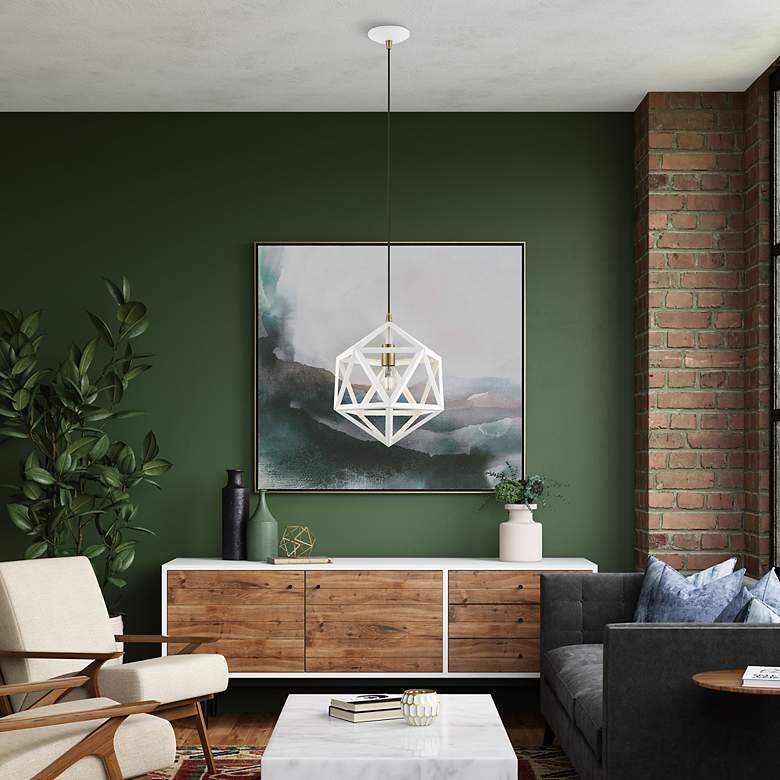 Image 7 Ashland 1 Light Textured White with Antique Brass Accents Pendant more views