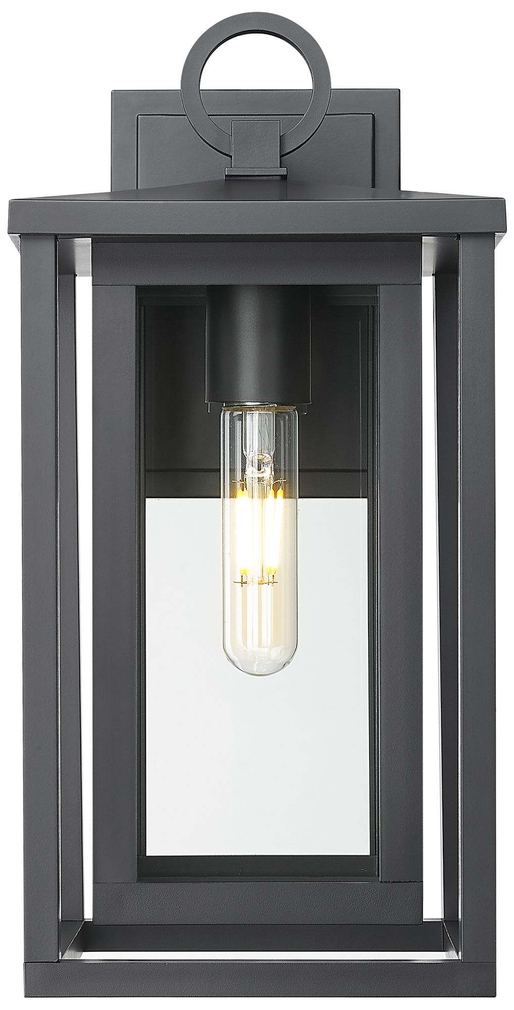 Image 2 Ashland 14" Matte Black Coastal Outdoor Sconce With Clear Glass more views