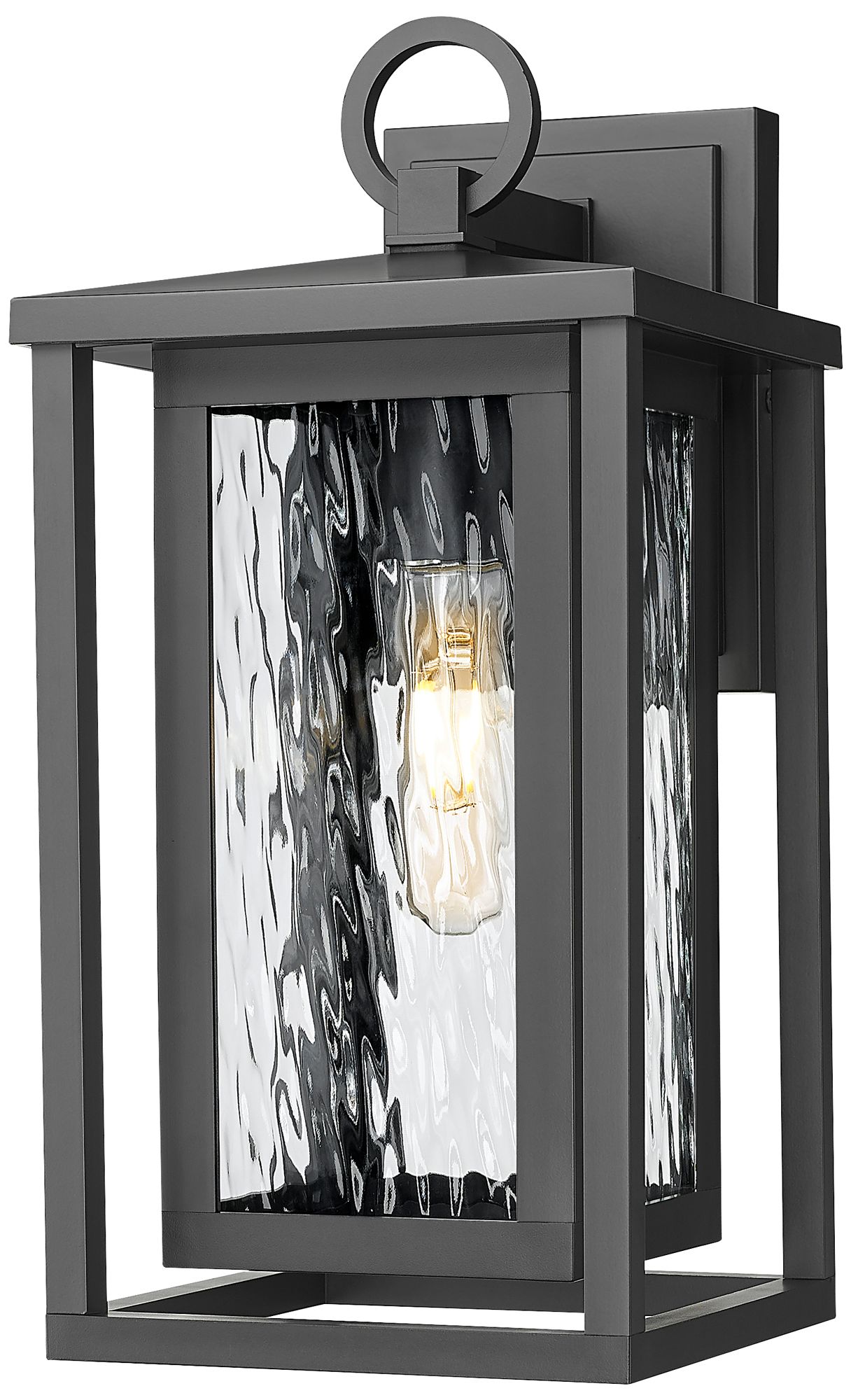 Ashland 14" Matte Black Coastal Outdoor Sconce With Water Glass
