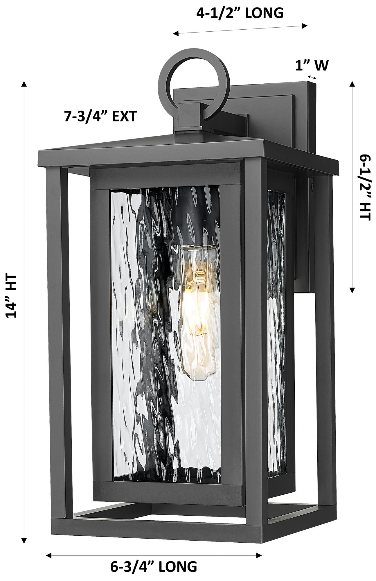 Image 4 Ashland 14" Matte Black Coastal Outdoor Sconce With Water Glass more views