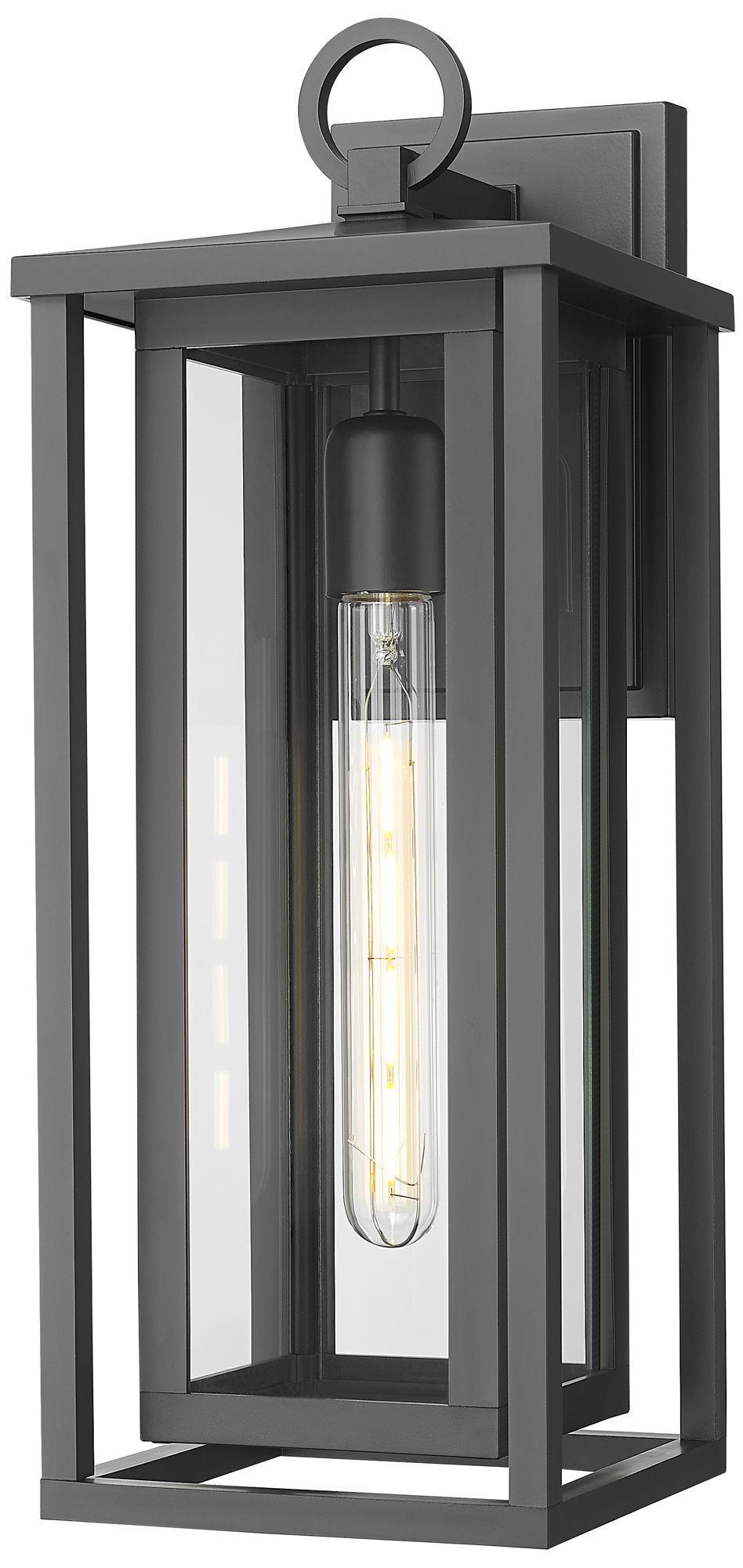 Ashland 18" Matte Black Coastal Outdoor Sconce With Clear Glass