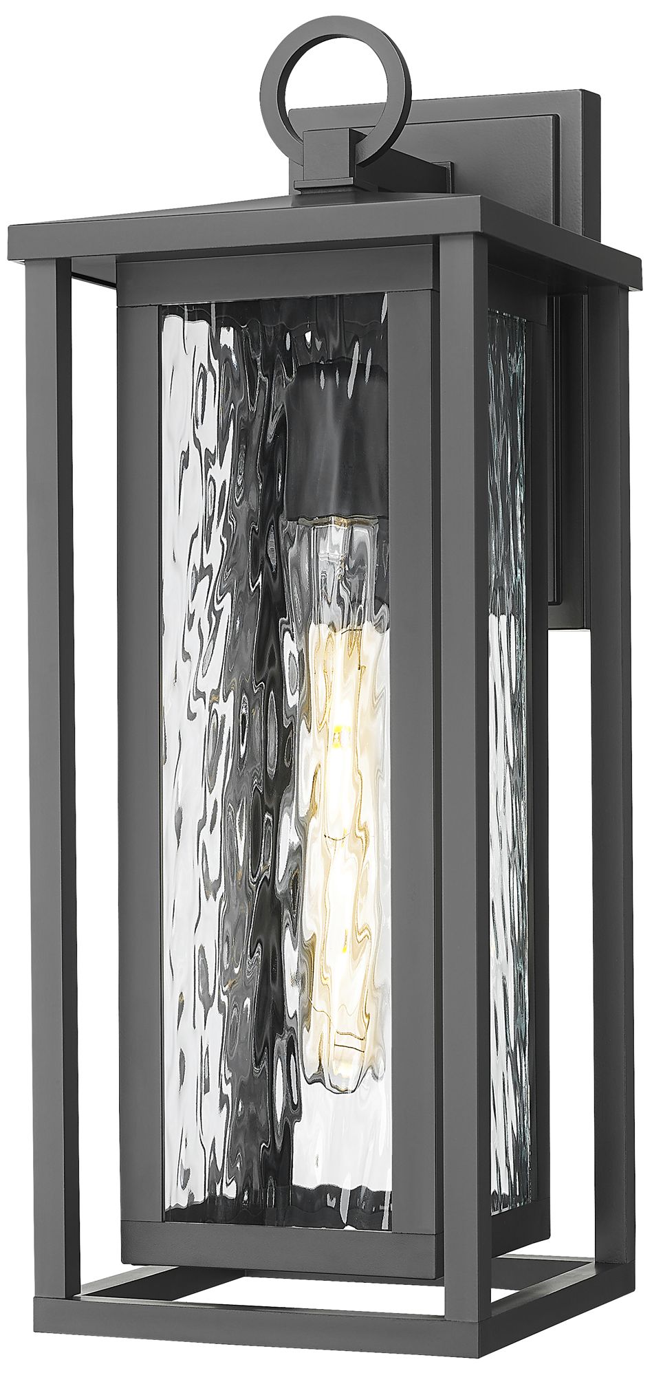 Ashland 18" Matte Black Coastal Outdoor Sconce With Water Glass