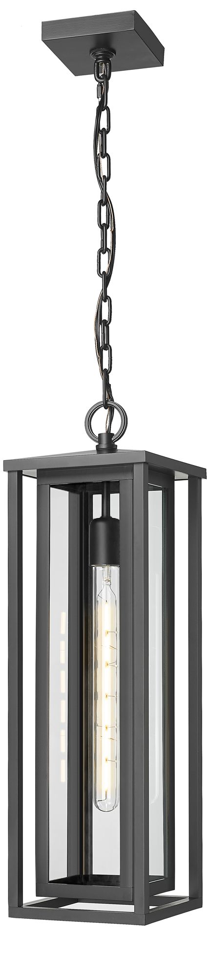 Ashland 23" Matte Black Coastal Outdoor Latern Pendant With Clear Glass
