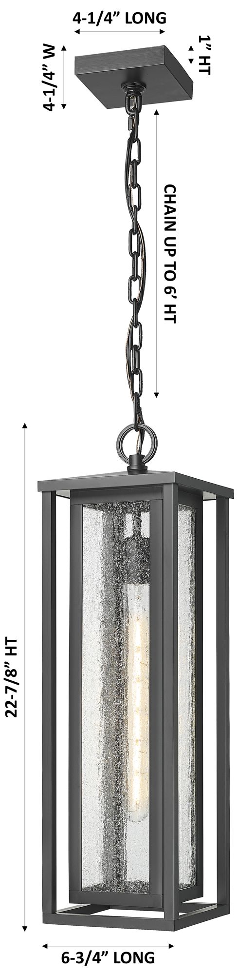 Image 3 Ashland 23" Matte Black Coastal Outdoor Latern Pendant With Seeded Glass more views