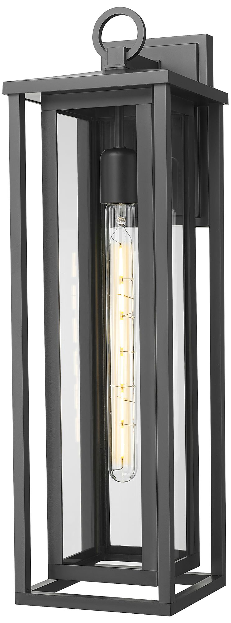 Ashland 23" Matte Black Coastal Outdoor Sconce With Clear Glass