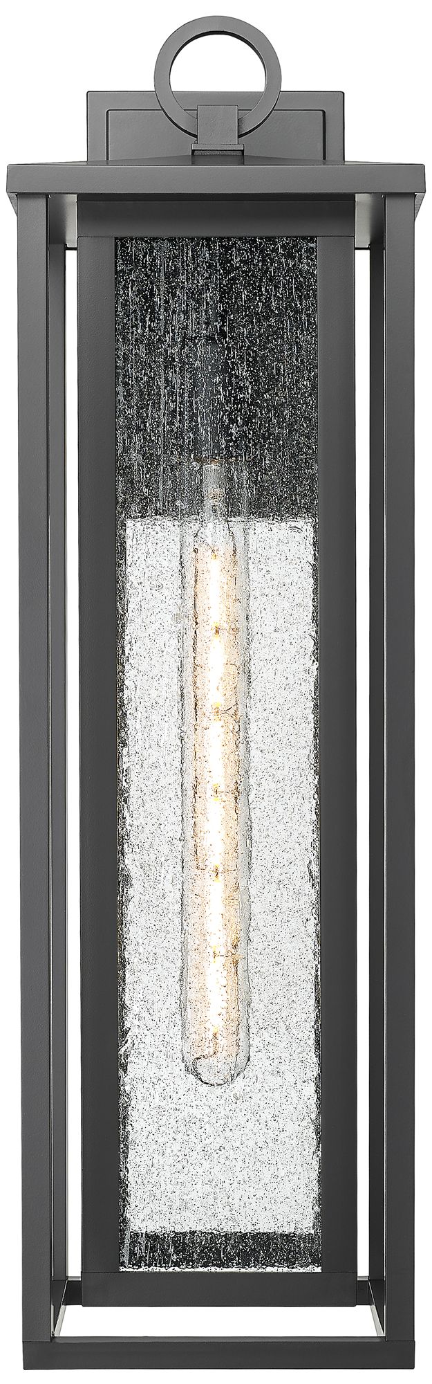 Image 2 Ashland 23" Matte Black Coastal Outdoor Sconce With Seeded Glass more views