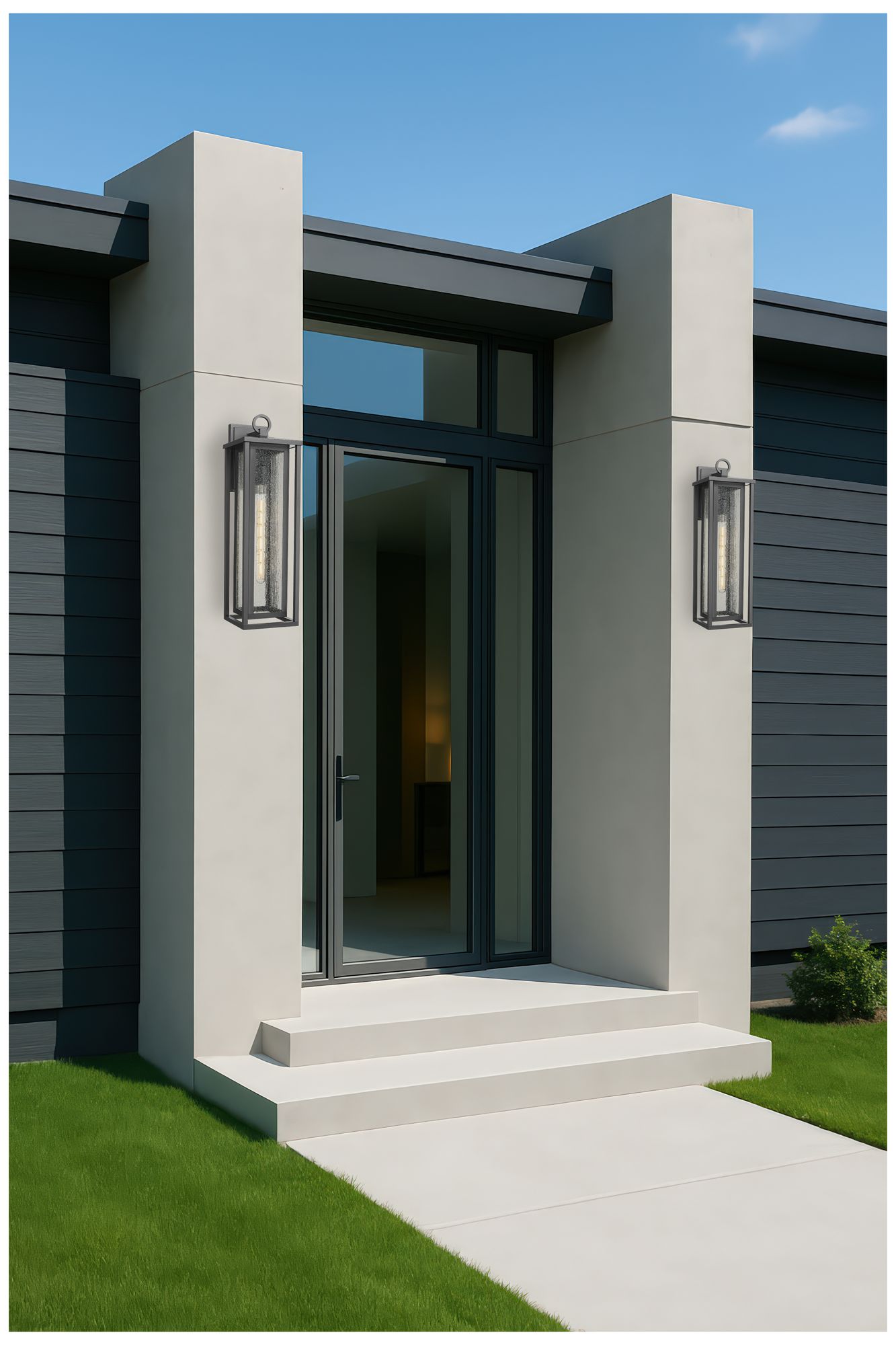 Image 3 Ashland 23" Matte Black Coastal Outdoor Sconce With Seeded Glass more views