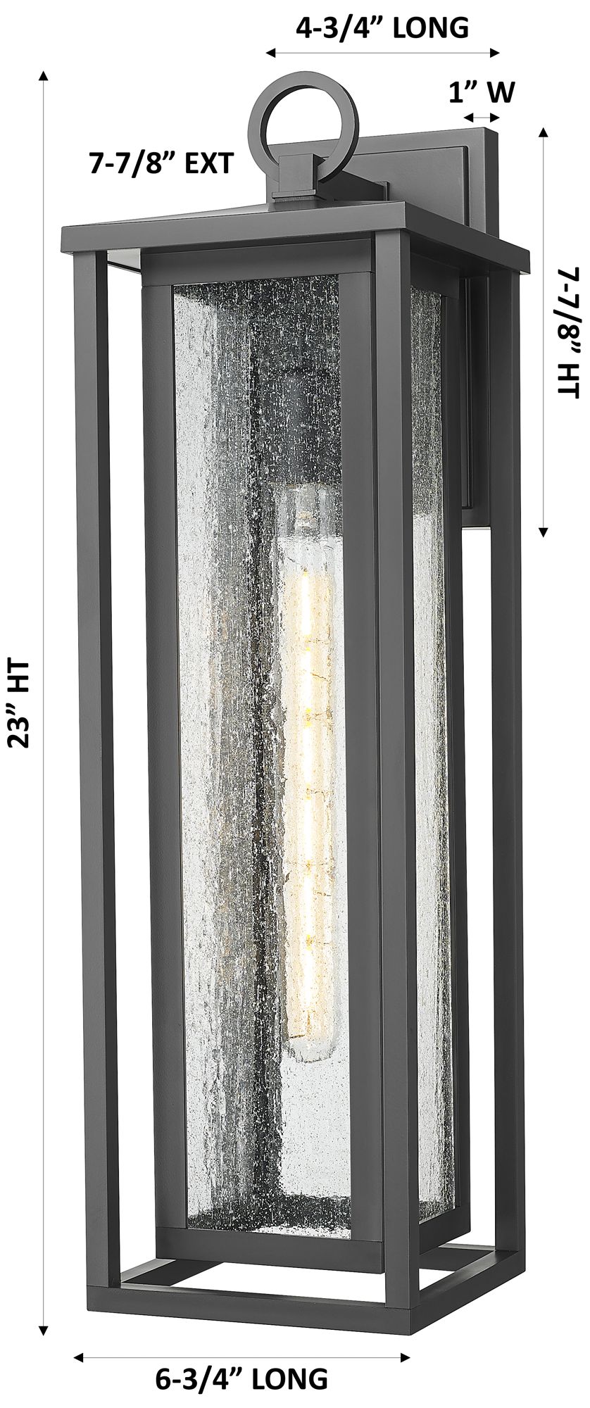 Image 5 Ashland 23" Matte Black Coastal Outdoor Sconce With Seeded Glass more views