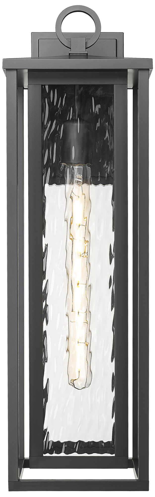 Image 2 Ashland 23" Matte Black Coastal Outdoor Sconce With Water Glass more views