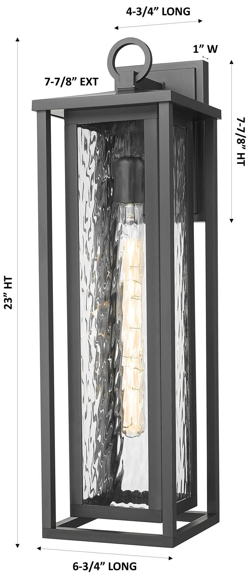 Image 5 Ashland 23" Matte Black Coastal Outdoor Sconce With Water Glass more views
