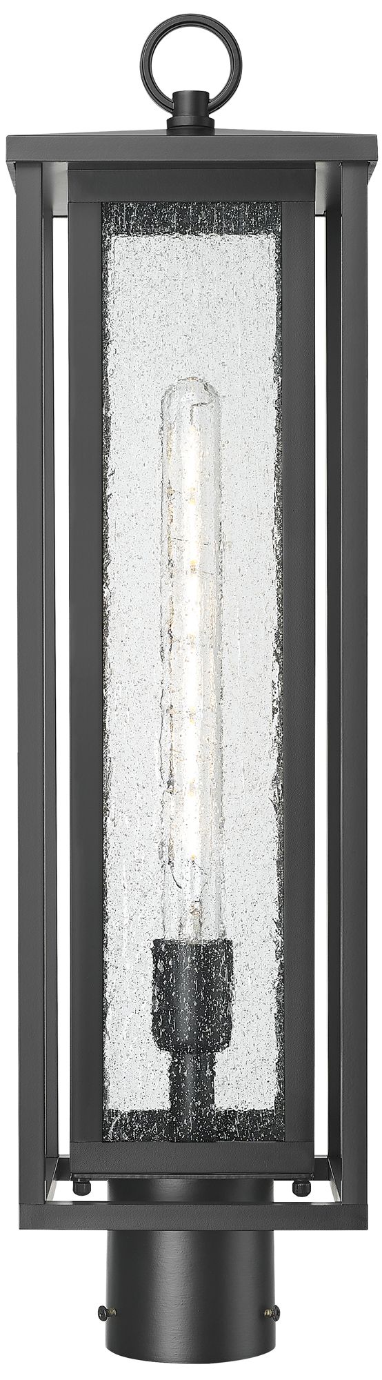 Image 2 Ashland 7" Matte Black Outdoor Lantern Post Light With Seeded Glass more views