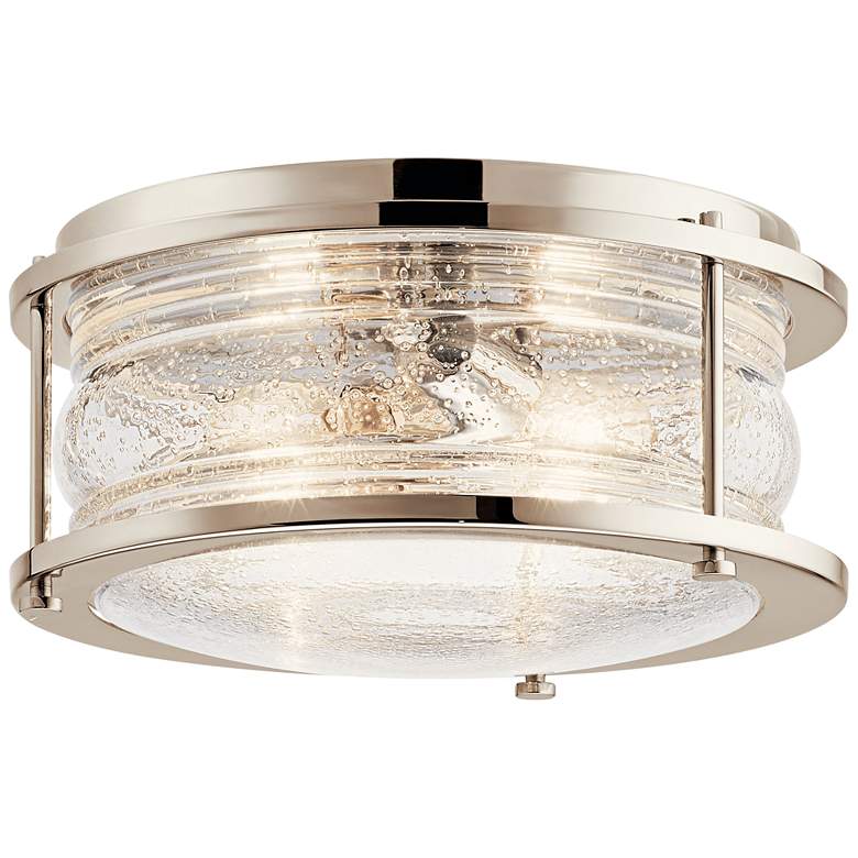 Image 1 Ashland Bay 12 inch Wide Polished Nickel Outdoor Ceiling Light