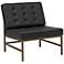 Ashlar Black Leather and Bronze Steel Tufted Accent Chair