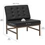 Ashlar Black Leather and Bronze Steel Tufted Accent Chair