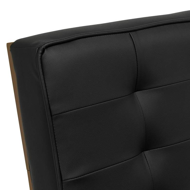 Image 3 Ashlar Black Leather and Bronze Steel Tufted Accent Chair more views