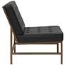 Ashlar Black Leather and Bronze Steel Tufted Accent Chair