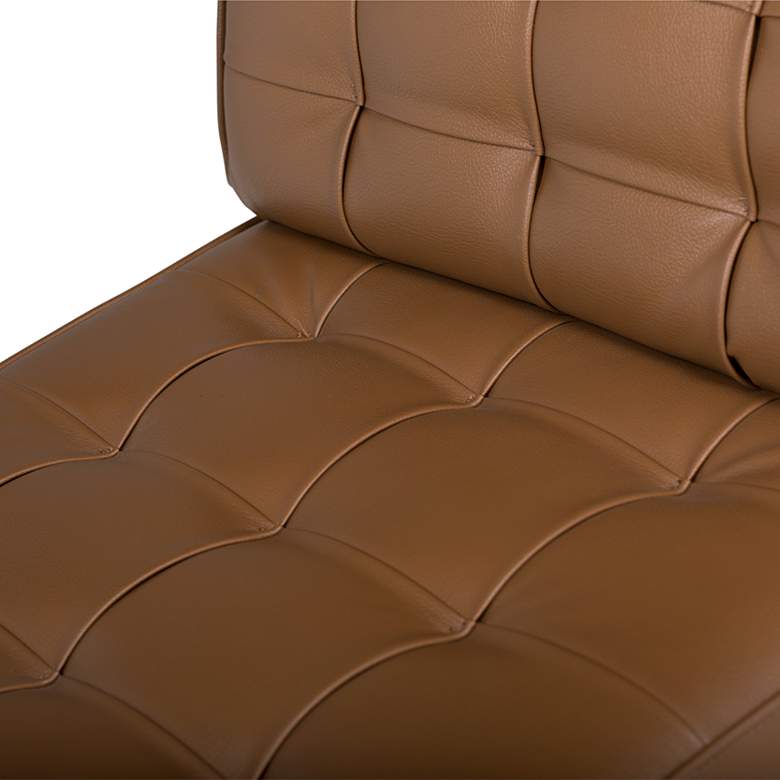 Image 5 Ashlar Caramel Brown Bonded Leather Tufted Accent Chair more views