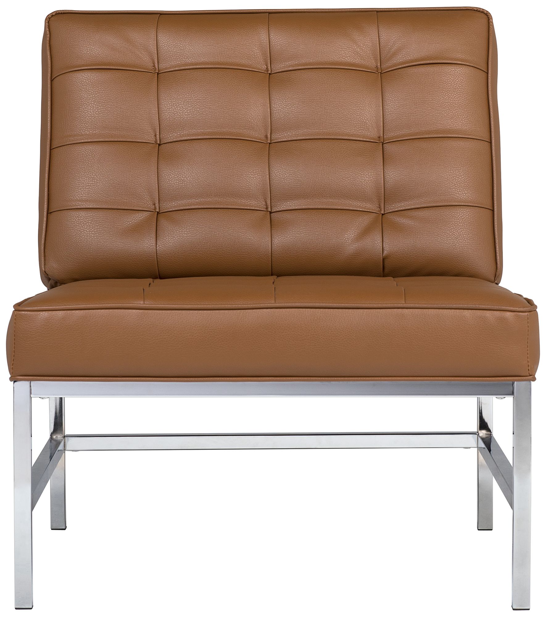 Ashlar Caramel Brown Bonded Leather Tufted Accent Chair in scene