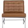 Ashlar Caramel Brown Bonded Leather Tufted Accent Chair in scene
