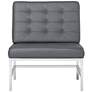 Ashlar Smoke Gray Bonded Leather Tufted Accent Chair in scene