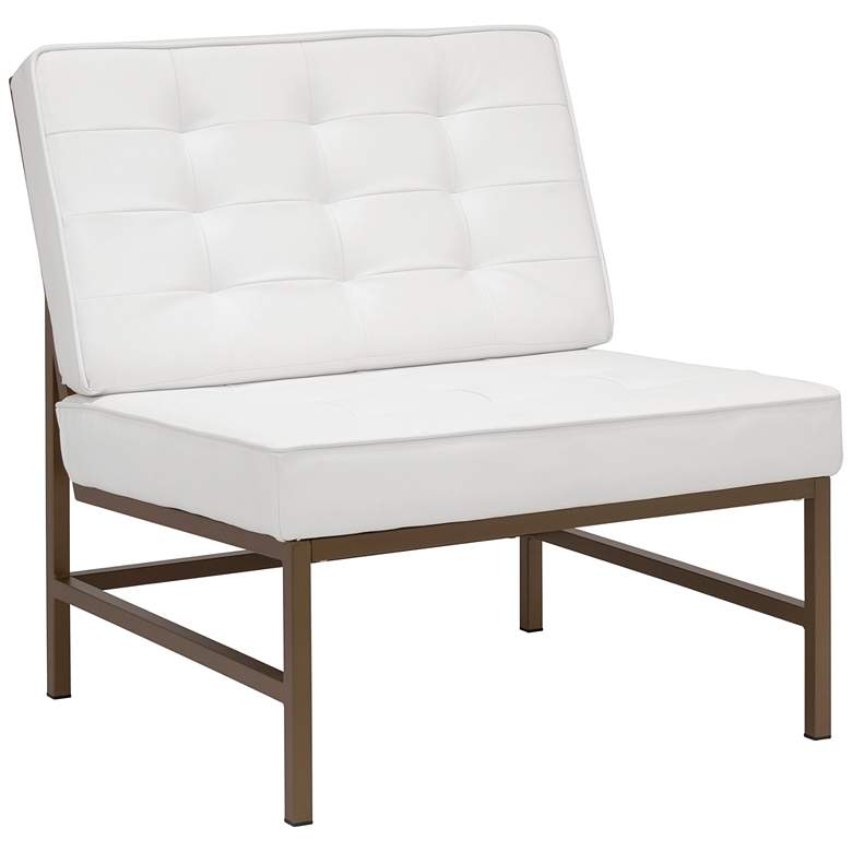 Image 1 Ashlar White Leather and Bronze Steel Tufted Accent Chair