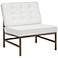 Ashlar White Leather and Bronze Steel Tufted Accent Chair