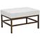 Ashlar White Leather and Bronze Steel Tufted Square Ottoman