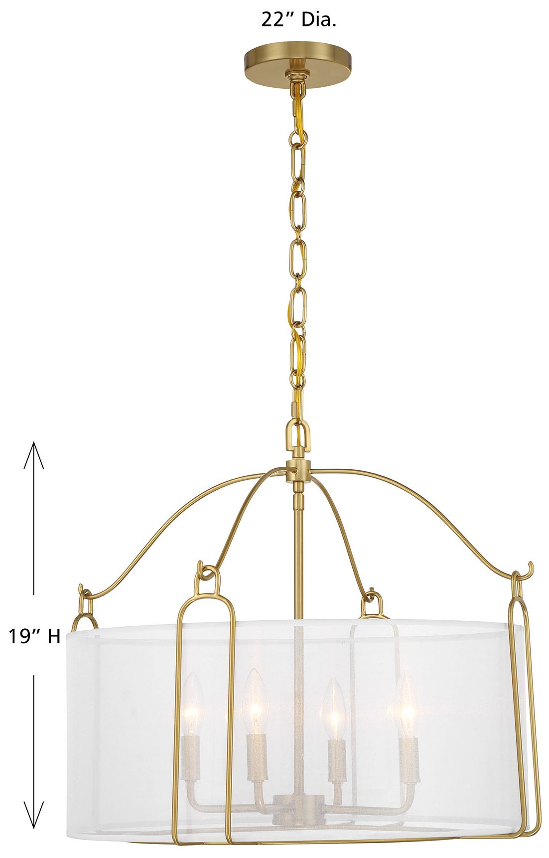 Ashlay 4-Light Pendant in Warm Brass