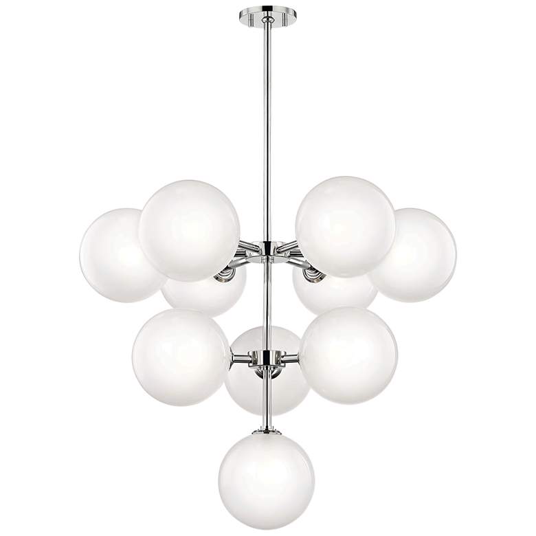 Image 1 Ashleigh 29 3/4 inchW Polished Nickel 10-Light LED Chandelier