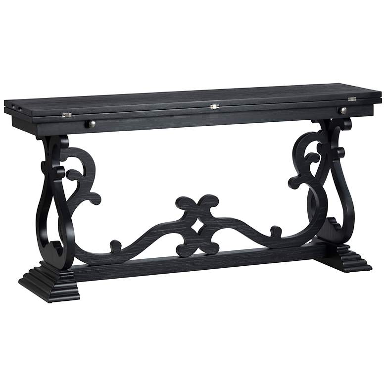 Image 4 Ashleigh 60" Wide Stained Black Wood Flip Out Sofa Table more views