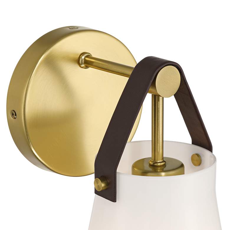 Image 2 Ashley 10 1/2" High Antique Brass and Leather Wall Sconce Set of 2 more views