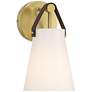 3_Ashley 10 1/2" High Antique Brass and Leather Wall Sconce