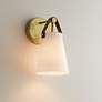 2_Ashley 10 1/2" High Antique Brass and Leather Wall Sconce