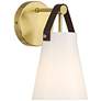7_Ashley 10 1/2" High Antique Brass and Leather Wall Sconce more views