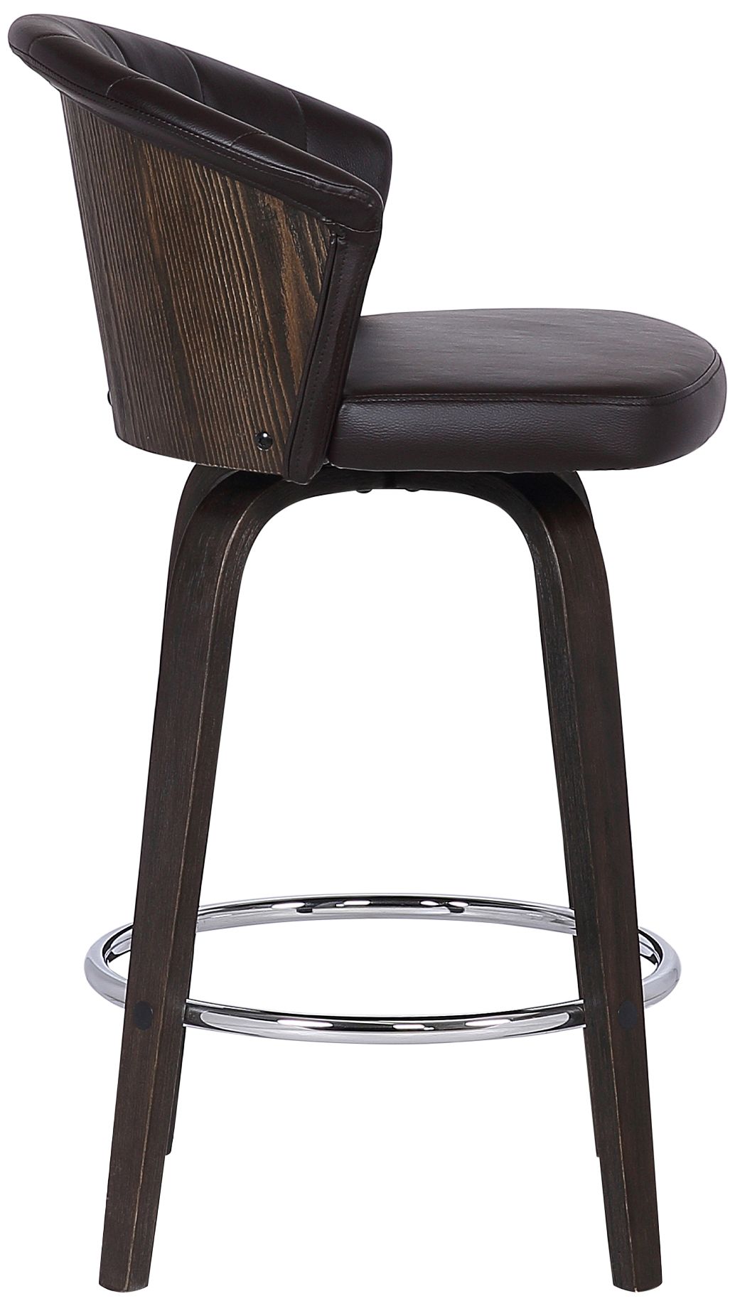 Ashley 30" Brown Faux Leather Swivel Tufted Bar Stool 361E1 Lamps Plus