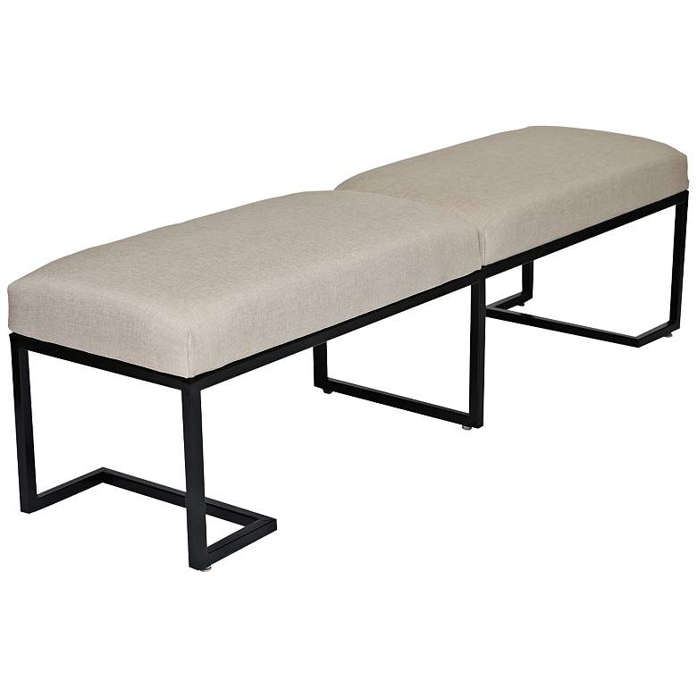 Image 1 Ashley 70 inch Wide Sand Linen 2-Seat Modern Bench