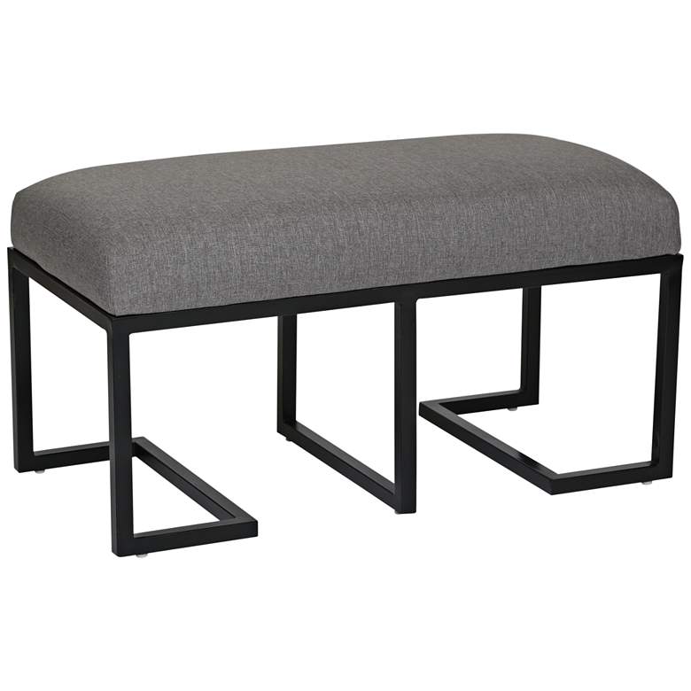 Image 1 Ashley Dark Gray Linen and Black Metal Bench