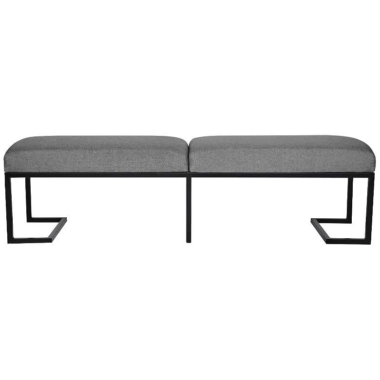 Image 1 Ashley King 70" Wide Sand Gray Linen 2-Seat Bench