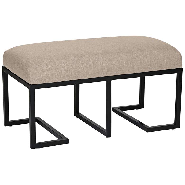 Image 1 Ashley Sand Linen and Black Metal Bench