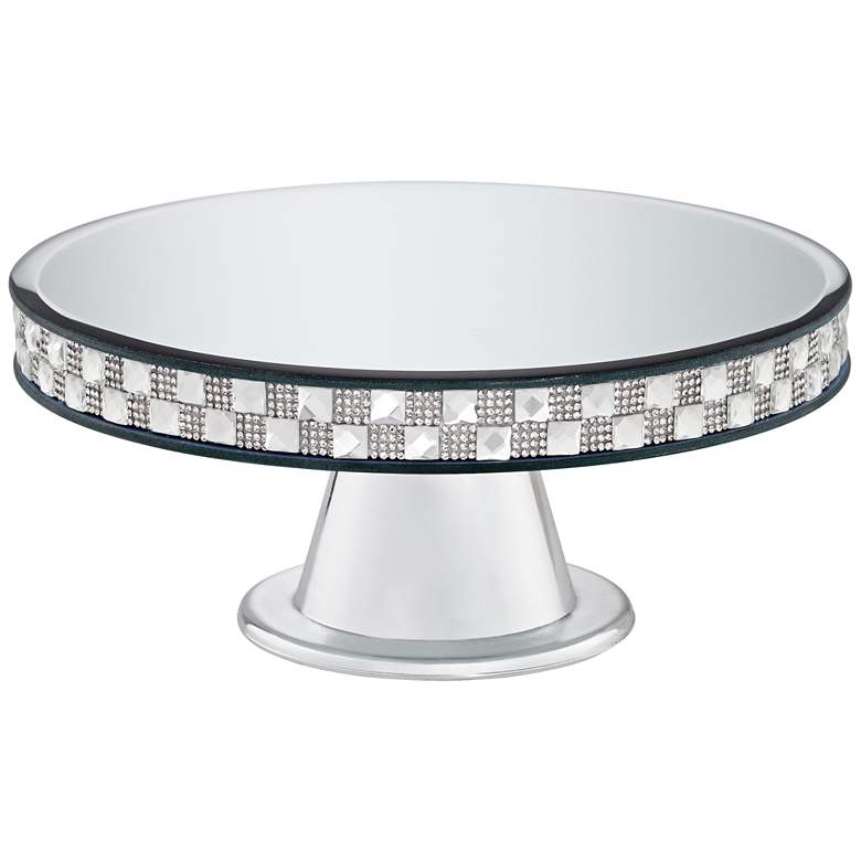 Image 1 Ashley Silver Mirror-Top 9 3/4 inch Round Pedestal Cake Stand